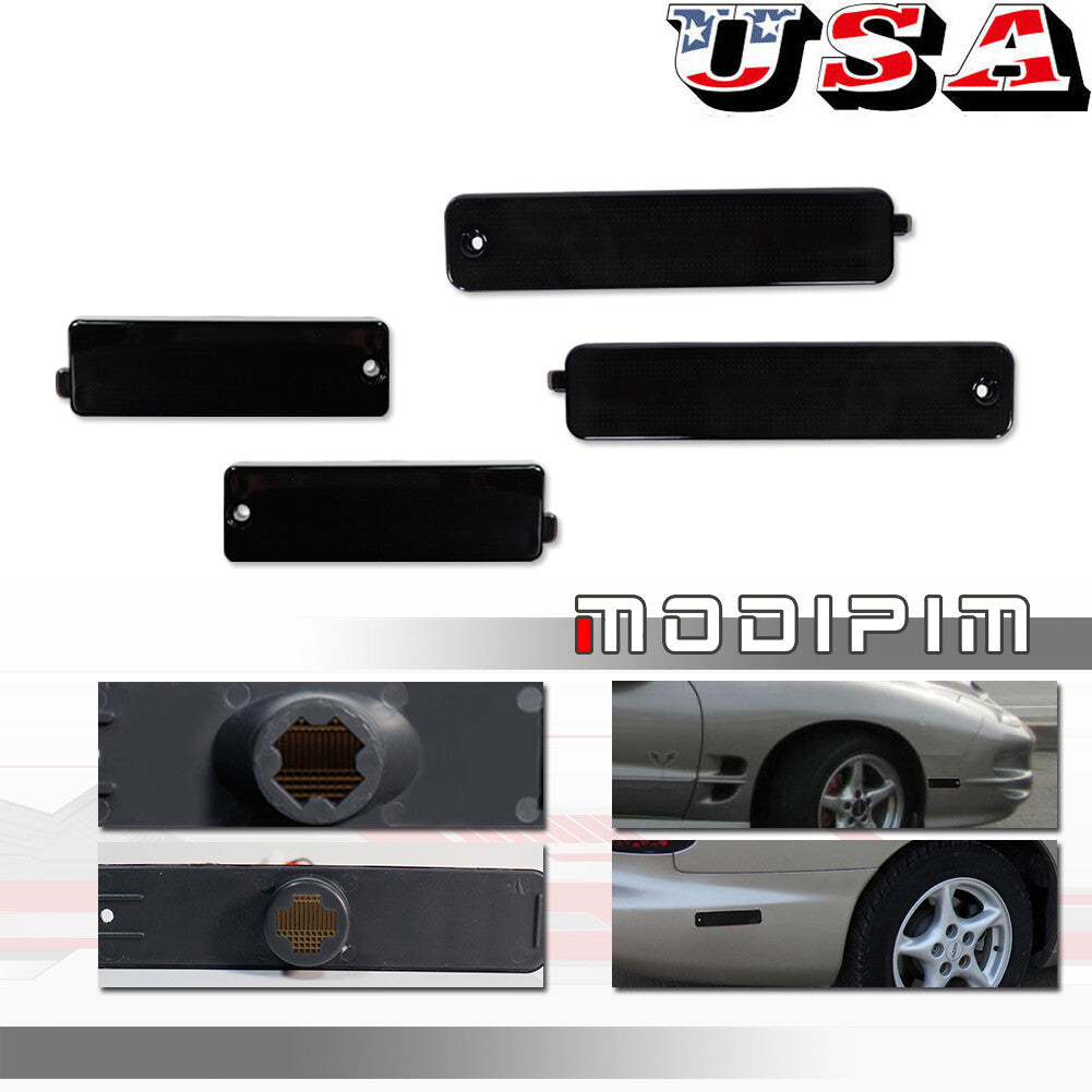 Suitable for 1998-2002 for Pontiac Firebird Smoked Front and Rear Bumper Side Marker Light Kit