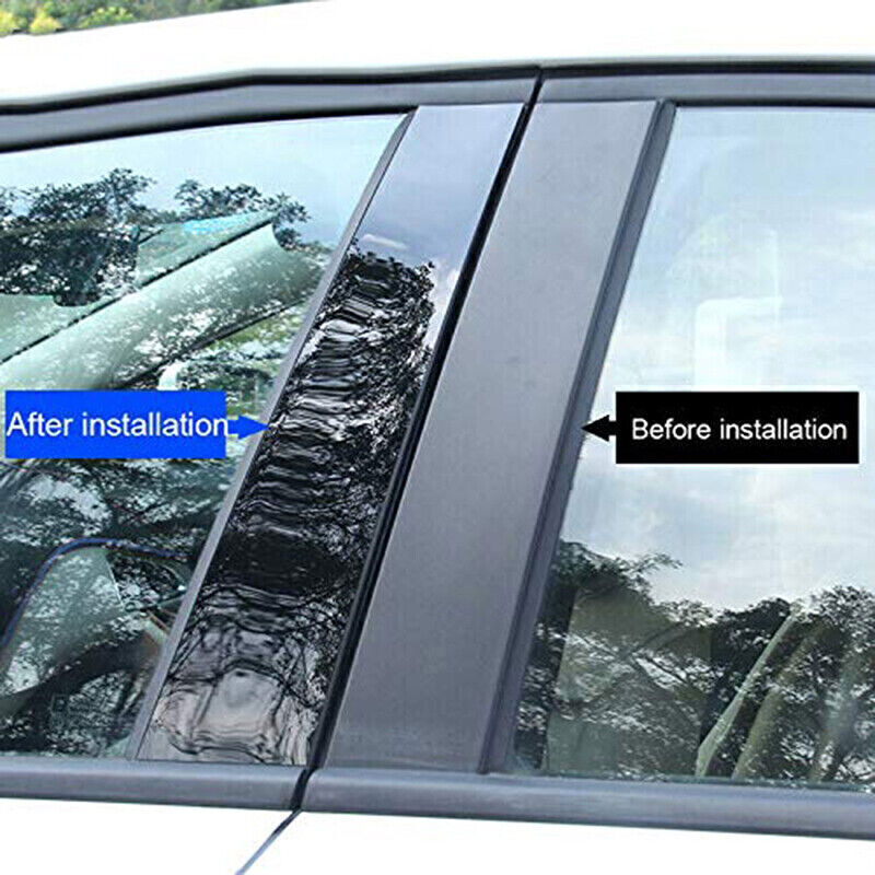 for Land Cruiser Prado J120 2003-09 Black Pillar Post Door Window Strip Trim 8P