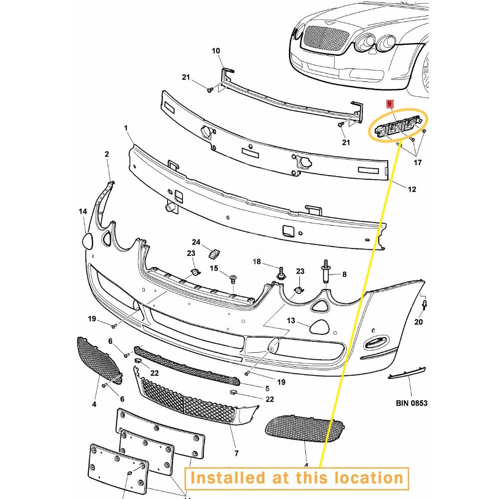 for Bentley Flying Spur Front Bumper Fender Bracket Left Equipment Manufacturer: 3W5807183
