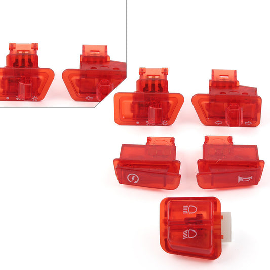Red Headlight Turn Signal Start Ignition Switch Horn Cap for GY6 50 125cc
