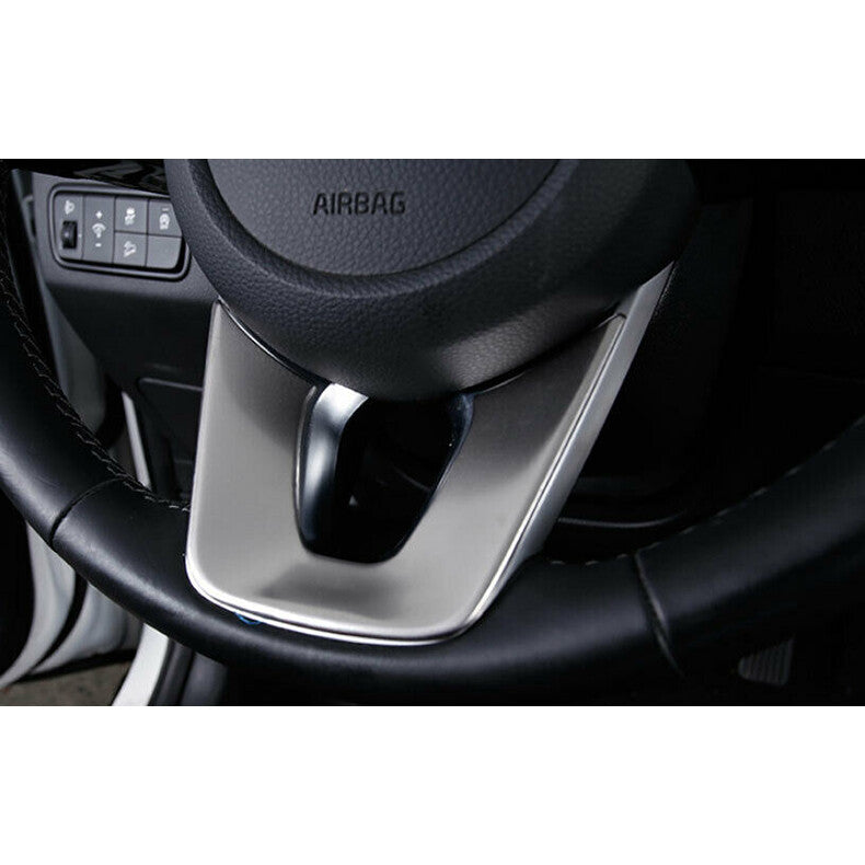 for Kia Seltos 2020-2023 Silver steel Car Steering Wheel U Type Frame Cover Trim