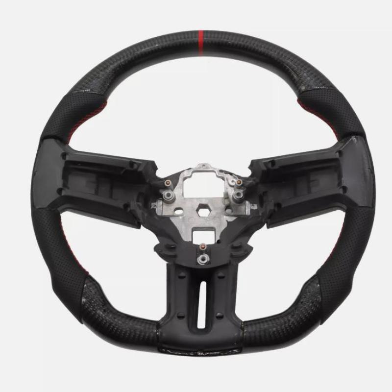 Carbon fiber flat-bottomed leather steering wheel for Ford for Mustang 2010 - 2014