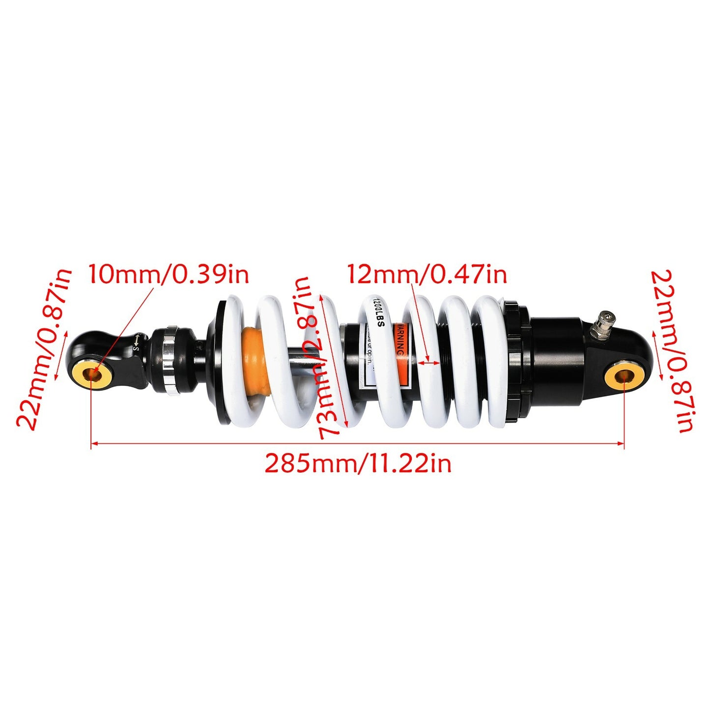 280mm rear shock absorber for Dirt Pro motorcycles, bicycles, and UTVs.