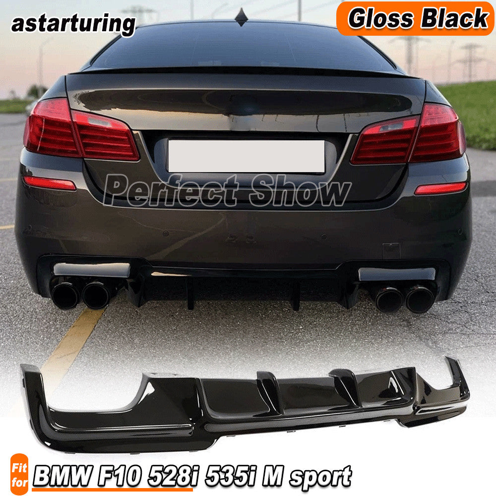 Fit for BMW 5Series F10 535i M Tech 12-16 Glossy Black Rear Bumper Diffuser Lip