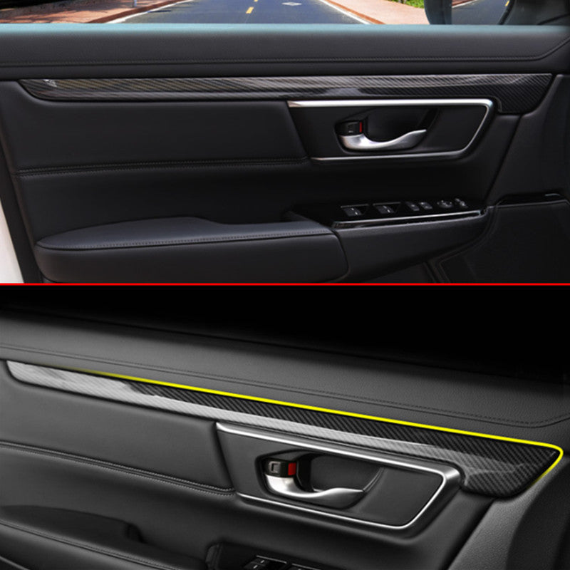 for Honda CR-V 2017-2022 Carbon Fiber Inner Door Armrest Strap Decor Cover Trim