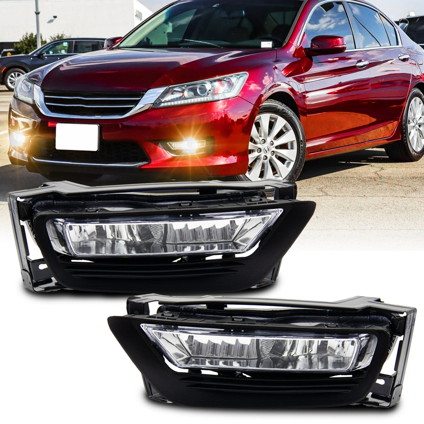 Suitable for 2013-2015 for Honda Accord Sedan 4DR fog lights with bezel + wiring harness + switch