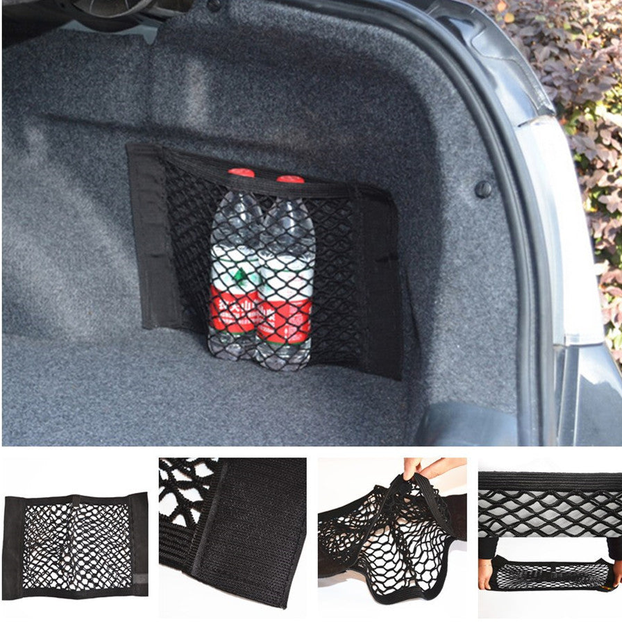 Black Car Rear Trunk for Seat Back Storage Tape Net String Nylon Resilient Bag