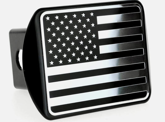 Car hook-on protective cover plug cap tow receiver 1.25 inch American flag chrome black for Chevrolet