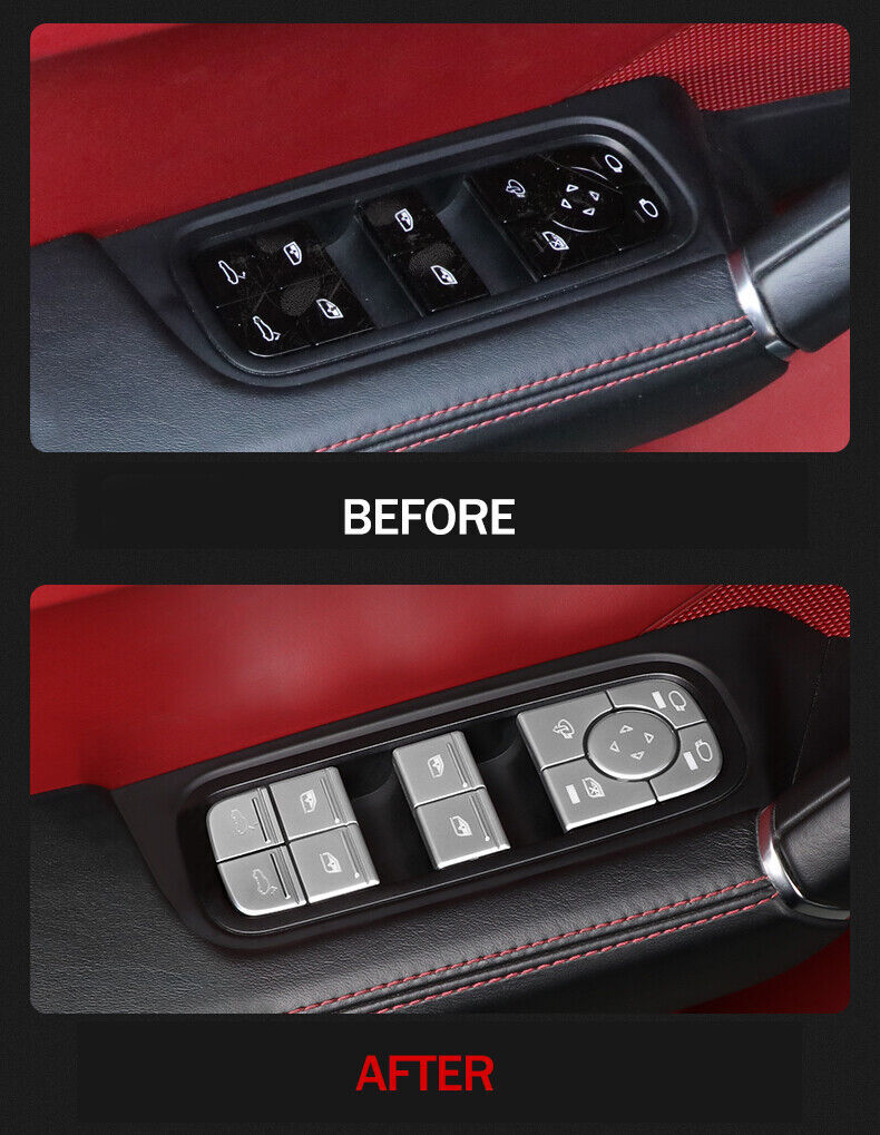 14P Silver Window Lifting Button Decal Cover Trims for Porsche for Cayenne 2019-2023