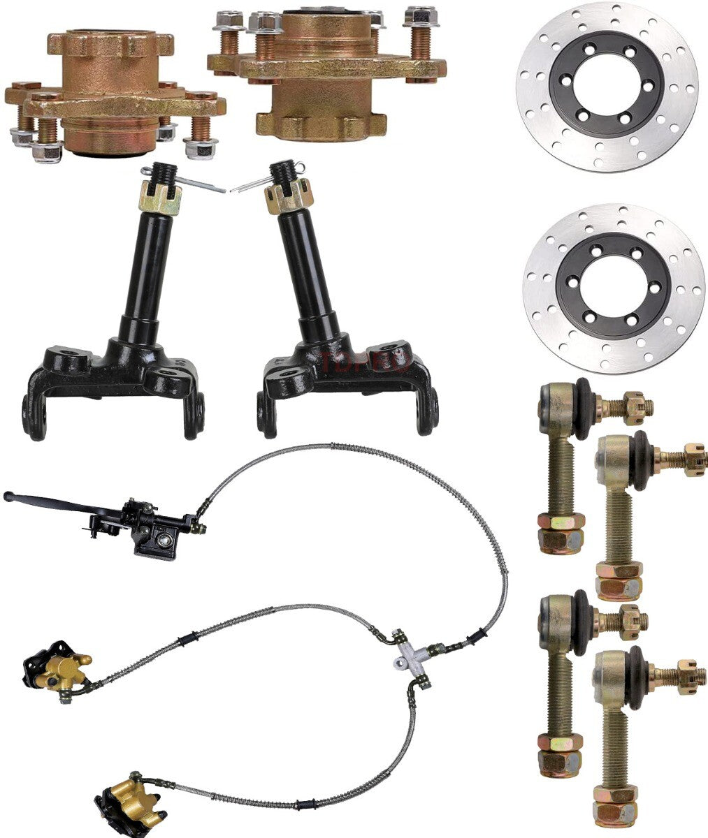 screws, front wheel hub, steering joint, brake rotor, tie rod, all-terrain vehicle, four-wheel go-kart, automobile