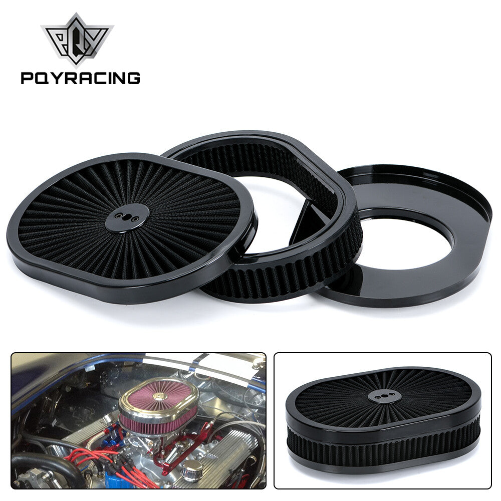 12 Oval Air Cleaner For 5-1/8 Carb Neck Diameter Holley Rochester Full Black