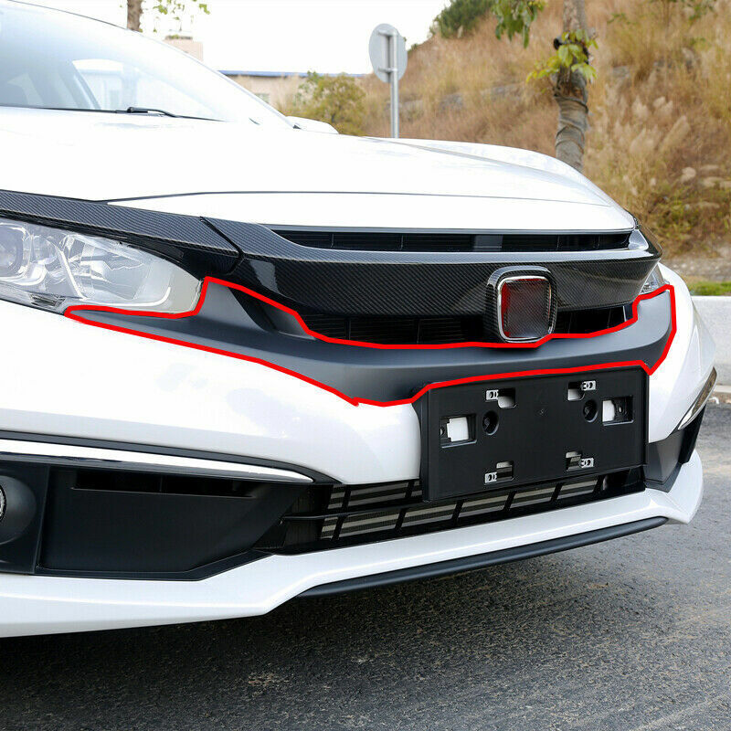 for Honda for Civic Sedan 2019-2021 Carbon ABS Front Lower Mesh Grille Cover Trim 1x