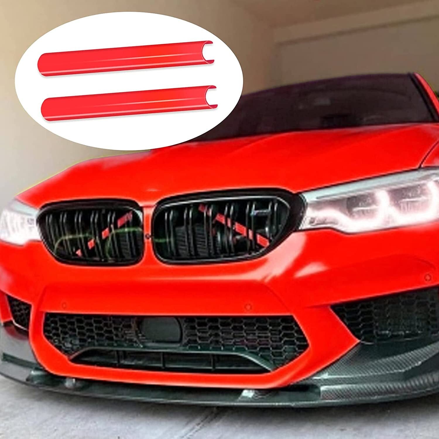 2x Red for 2020-2023 for BMW 3 Series G20 Car Front V Brace Grille Trim Strips Cover
