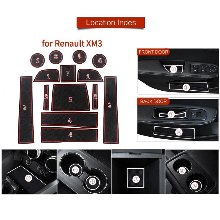 Anti-Slip Gate Slot Cup Mat for Renault XM3 2020 - 2022 Door Groove Pad