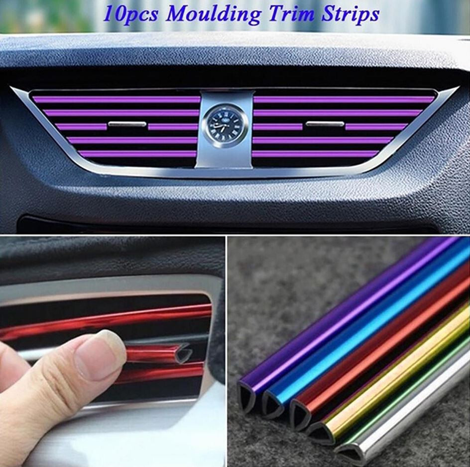 10-piece car air conditioning socket decorative molding trim strip in gold for Chevrolet