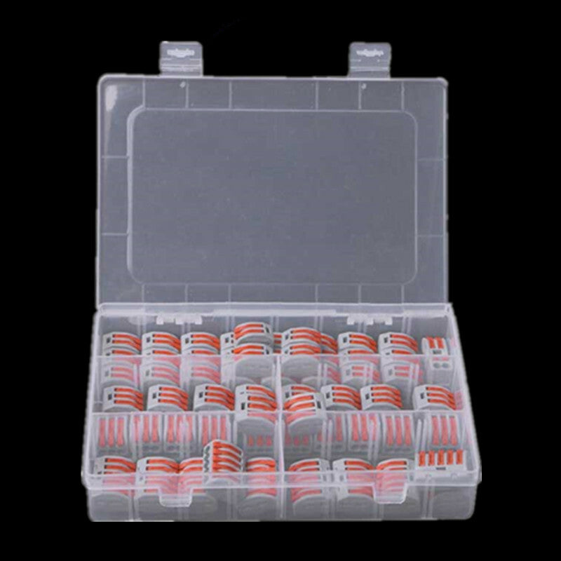 60Pc Wire Clamp Cable Spring Splicing Wiring Connector Push-in Terminal Block
