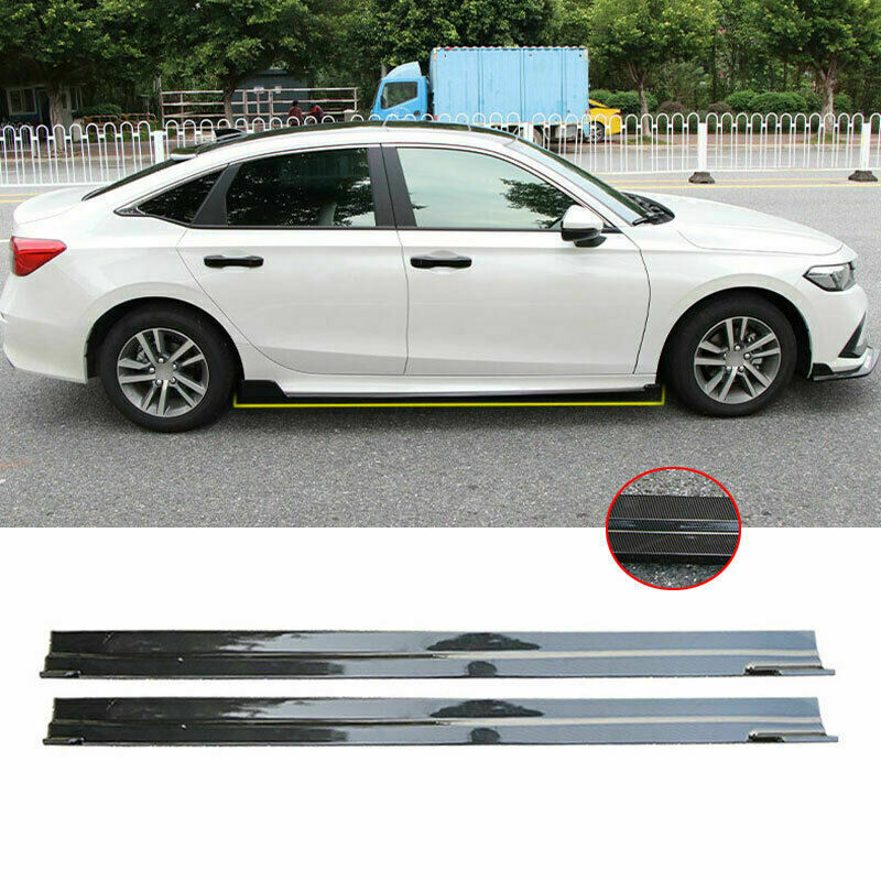 2P Carbon Fiber Side Skirts Extension Spoiler ABS for Honda for Civic 11th 2022-2023