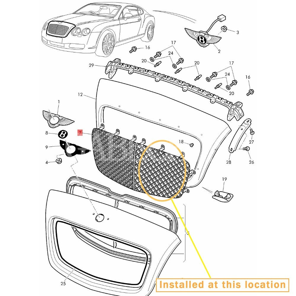 for Bentley 2004-2010 left front radiator grille : 3W0853683D