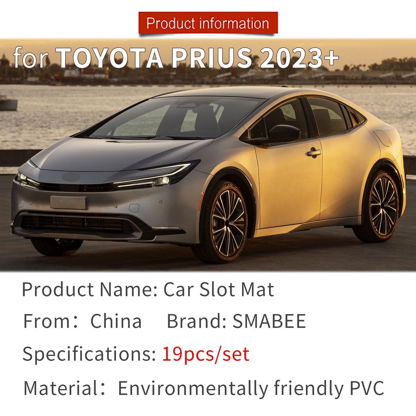 for Toyota Prius 2023 Anti-Slip Gate Slot Mat Car Interior Accessories BLACK