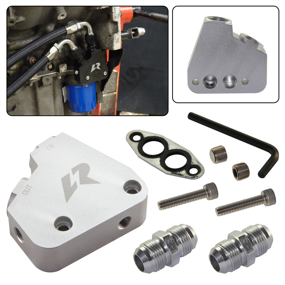 GM LSX Oil Cooler Adapter for Corvette C5 C6 C7 LS1 Camaro  Firebird Silver