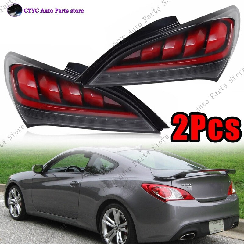 Pair For 2010-2016 for Hyundai for Genesis Coupe Shiny Black Sequential LED Tail Lights