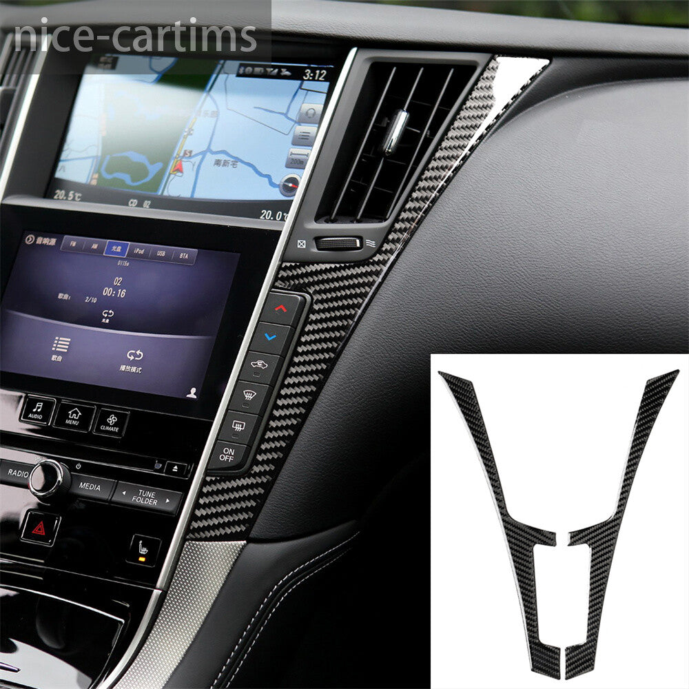 2¡ÁCarbon Fiber Central Control Side Panel Trim for Infiniti Q50 Q60 QX60 2014-22