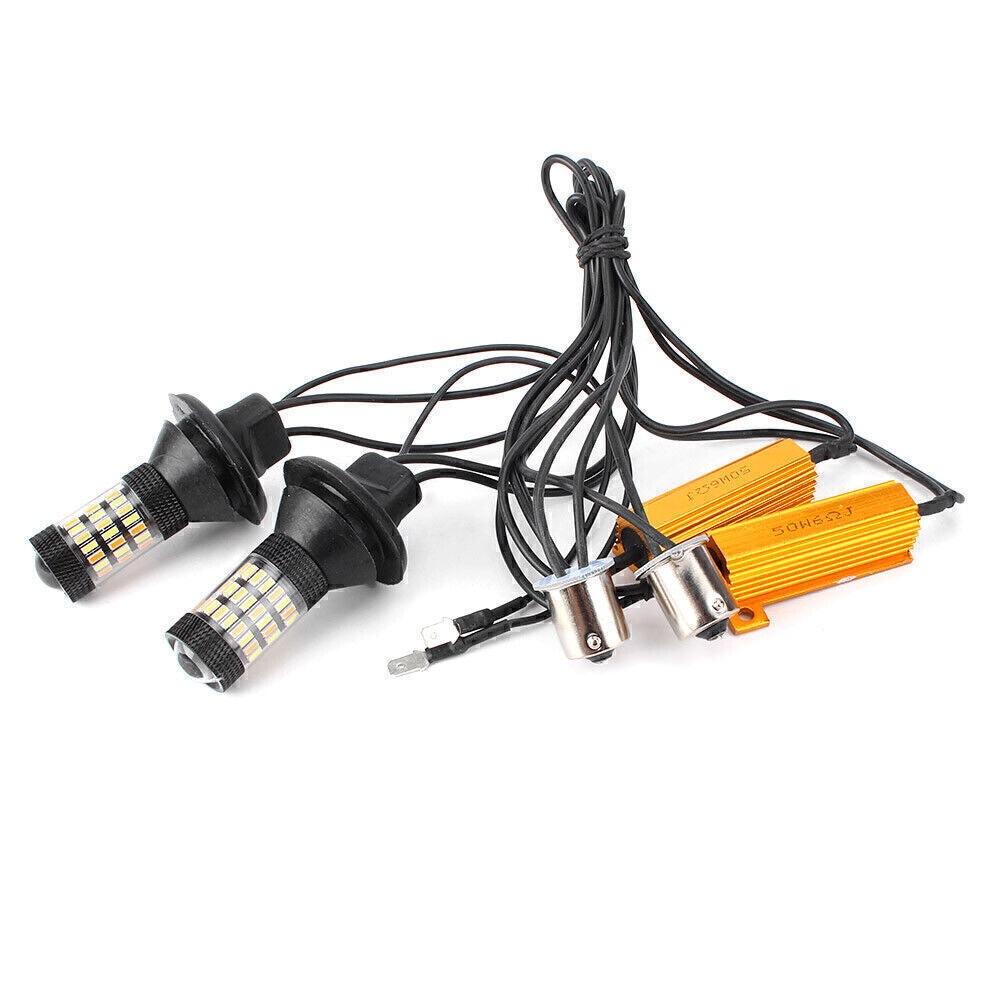 2pcs No Hyper Flash 1156 P21W Dual-Color Switchback LED Turn Signal Lights Bulbs