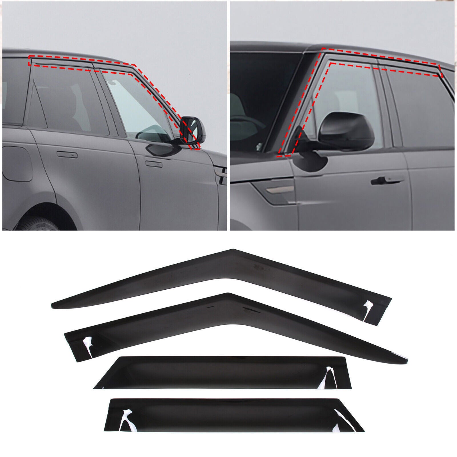 for Range Rover Sport 2023-2024 Black Window Vent Visor Sun Rain Deflector Guard