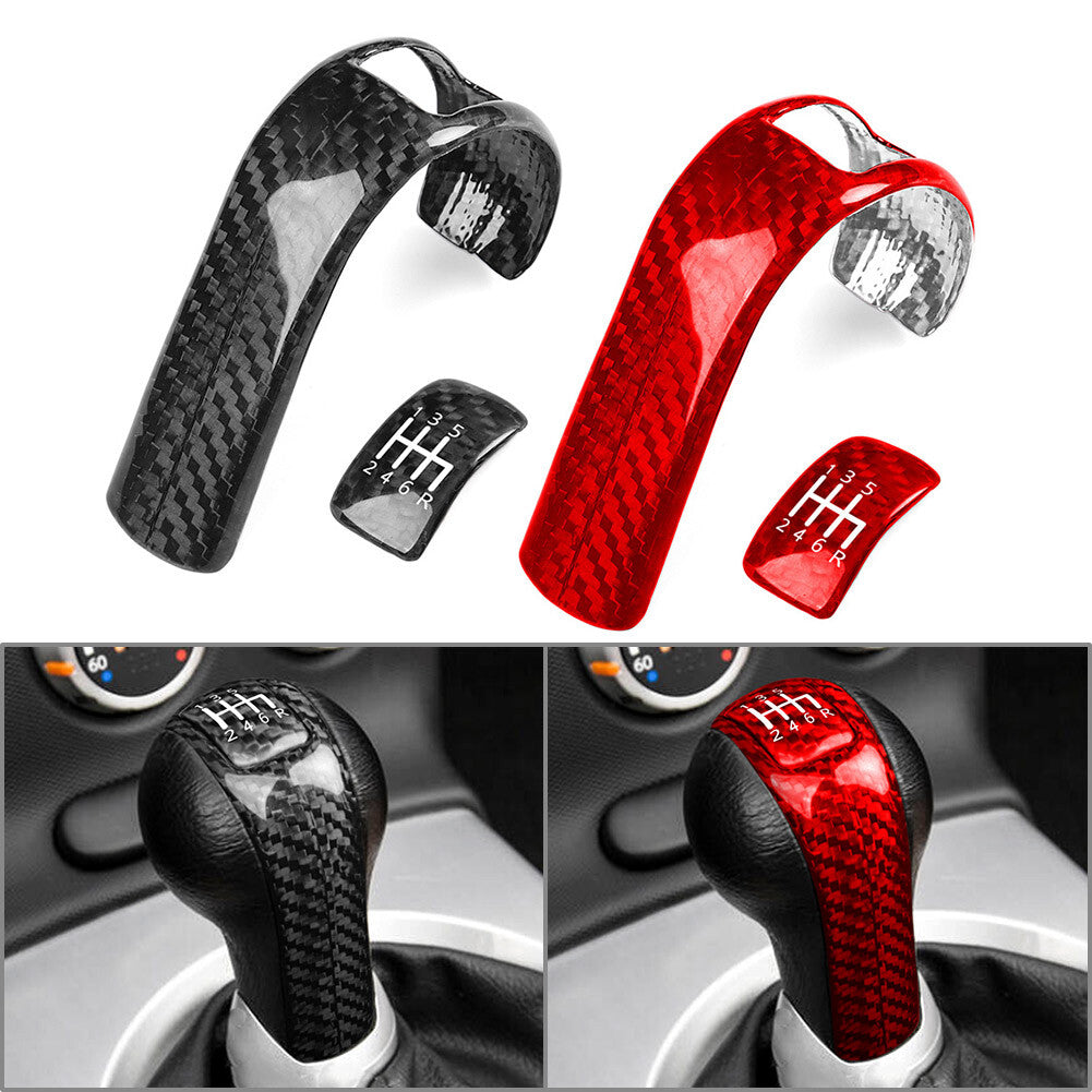 Console Manual Gear Shift Knob Carbon Fiber Cover Trim for Nissan 350Z 2003-2009