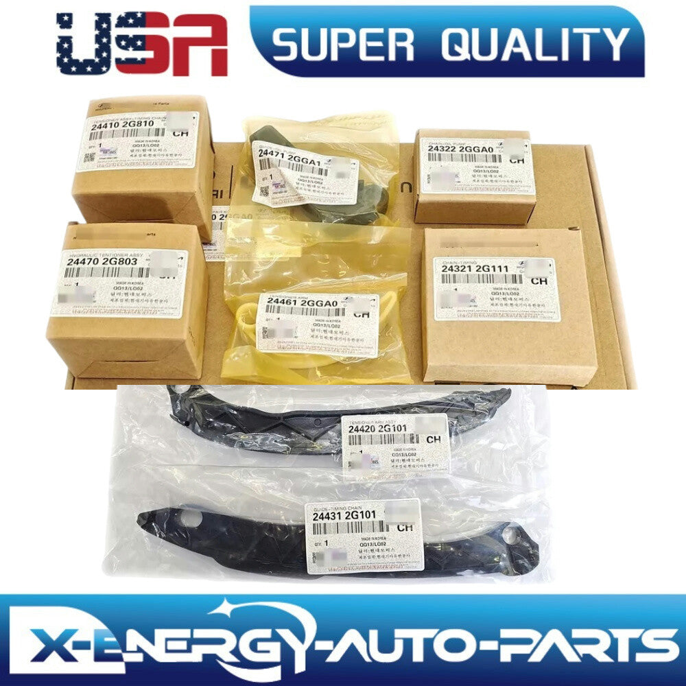 8PCS for Hyundai for Kia 2.4L Timing Chain Kit Tensioner Hydraulic Guide 24321-2G111