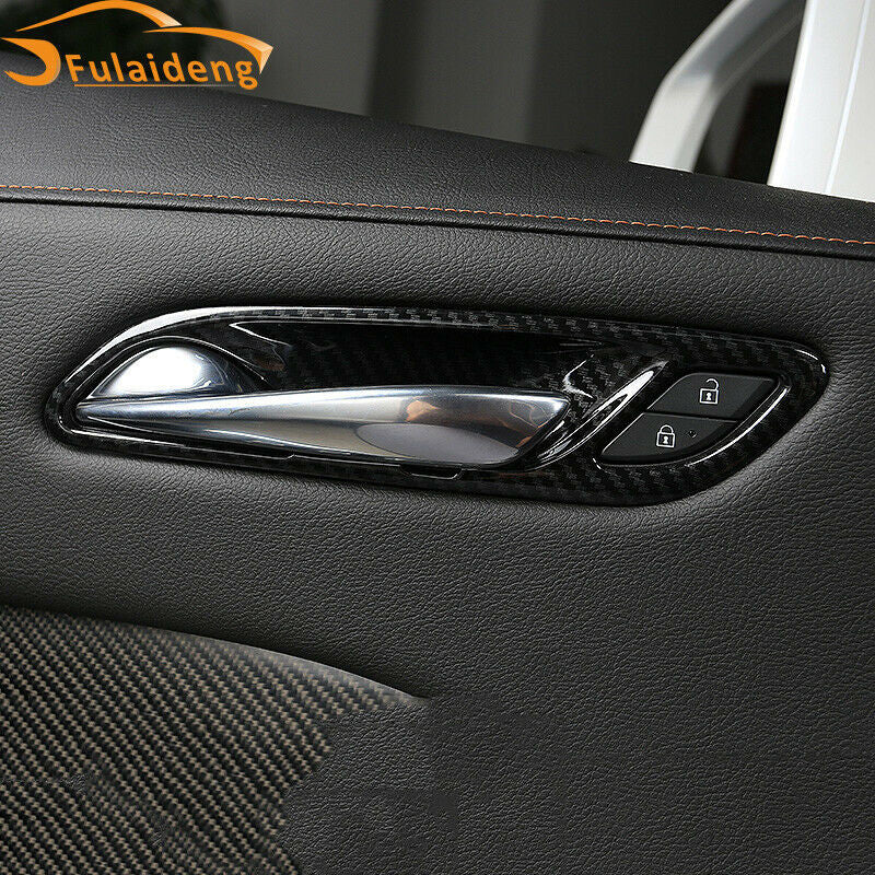4for Cadillac XT4 2018-2021 Carbon Fiber Interior Door Handle Bowl Trims Covers