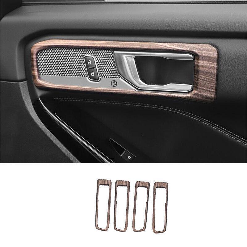Inner Door Handle Frame Trim 4pcs for Ford Explorer 2020-2022 Peach Wood Grain