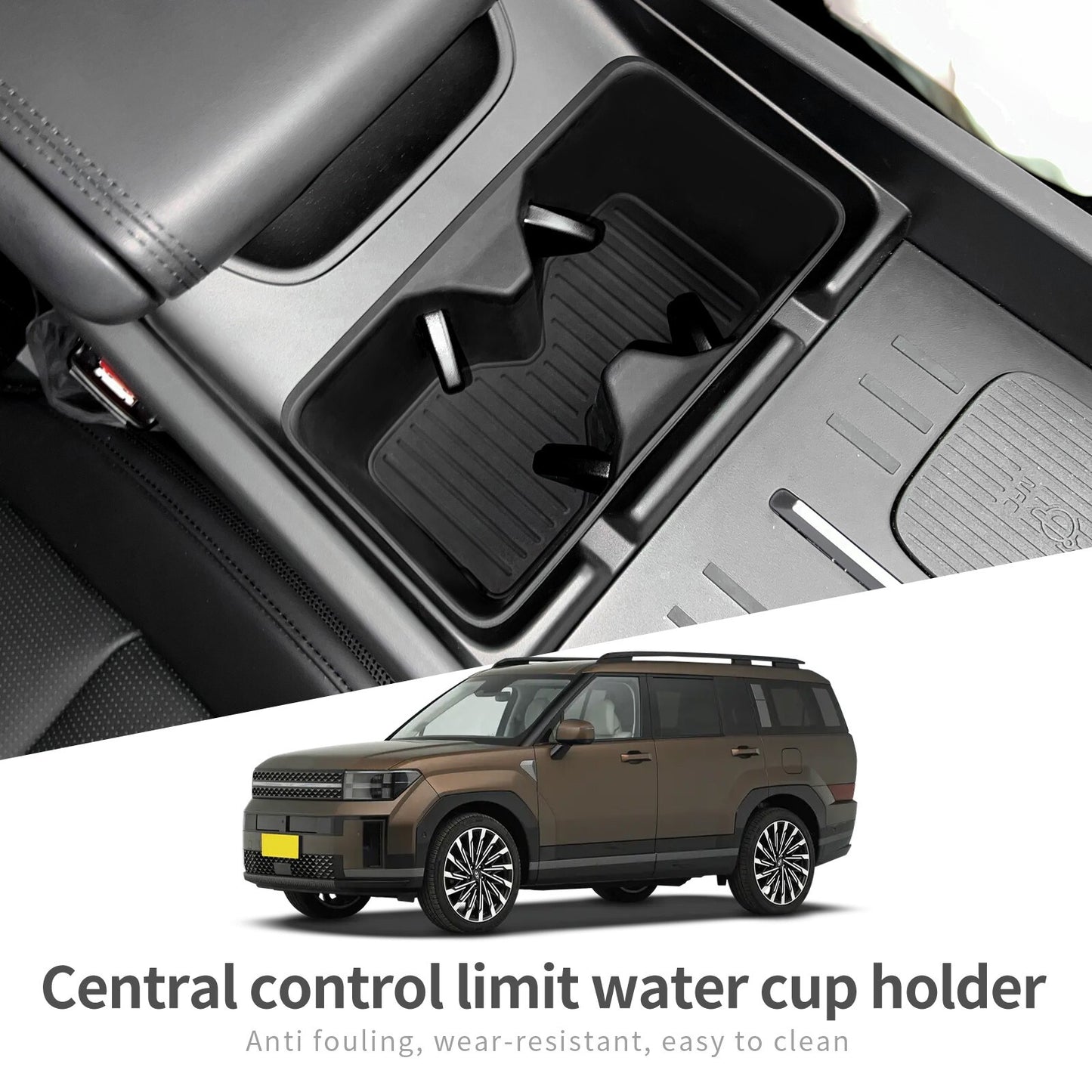 for Hyundai Santa Fe 2024 2025 Water Cup Holder Storage Box Silicone Cup Tray