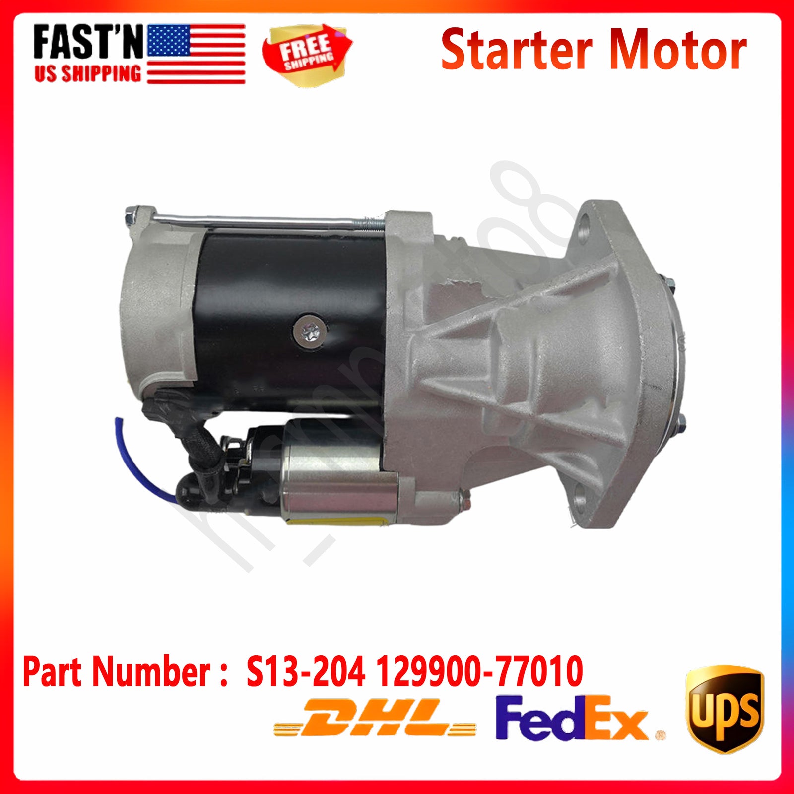 12V 2.8KW Starter Motor 129900-77010 for Yanmar SE50 4TNV98 4TNV98T S13-204