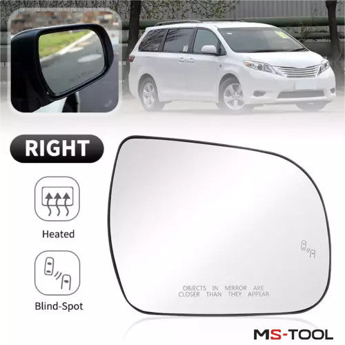 Passenger Right Side Mirror Glass Heated for Toyota for Sienna 2011-2019