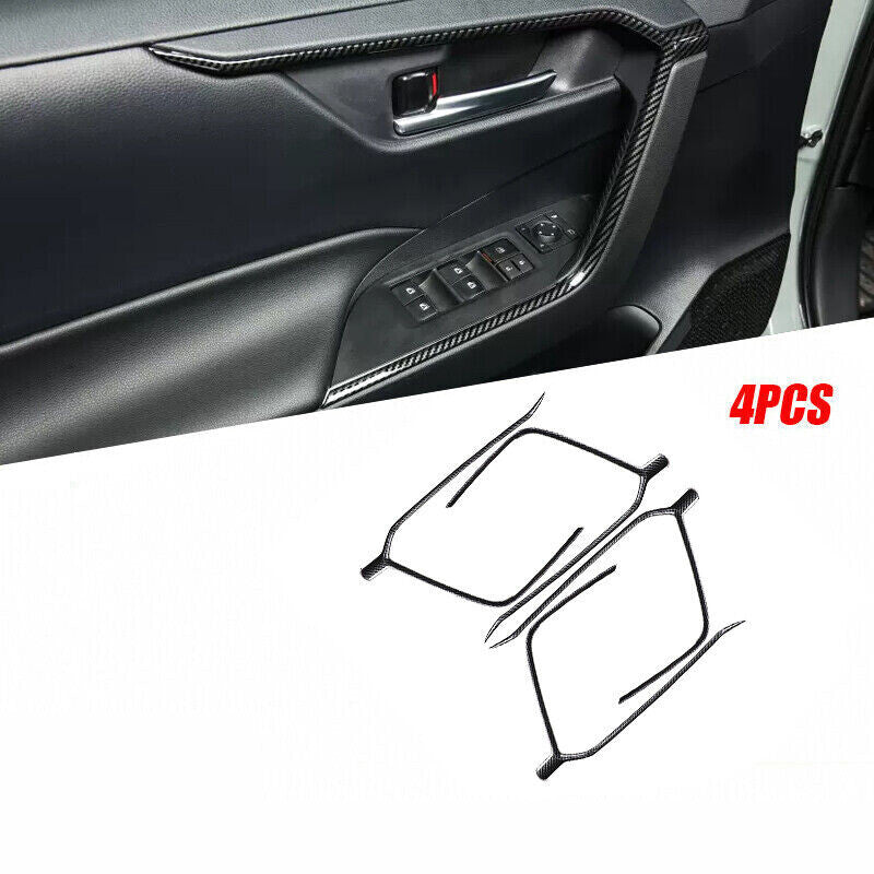for Toyota RAV4 2019-24 Carbon Fiber Inner Door Handle Armrest Stripe Cover Trim
