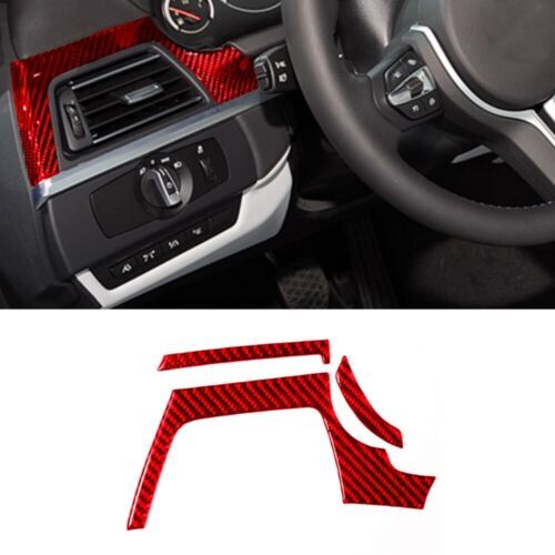3X Red Carbon Fiber Driver Air Vent Cover Trim for BMW 6Series F12 F13 2011-2018