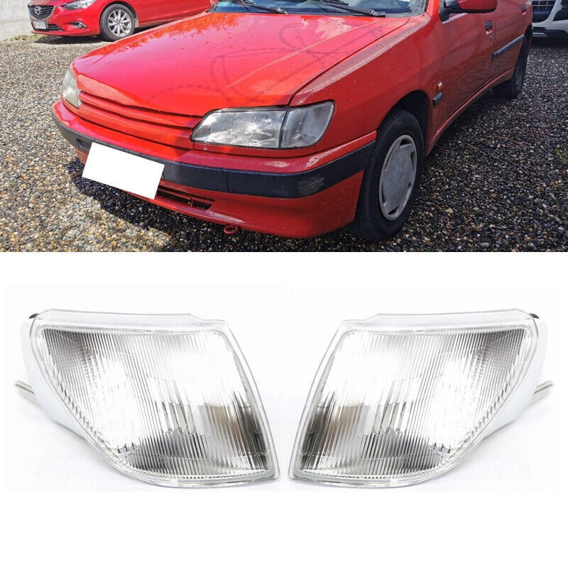 1 Pair Turn Signal Lamp Corner Lamps White lens for Peugeot 306 1993-1997