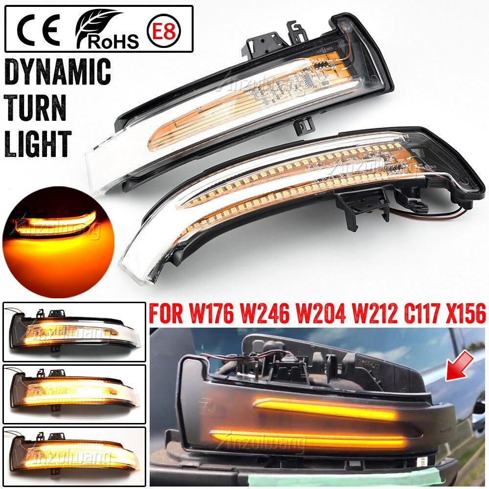 2pcs LED Dynamic Side Mirror Turn Signal Light Assembly Blue for Benz W204 W176