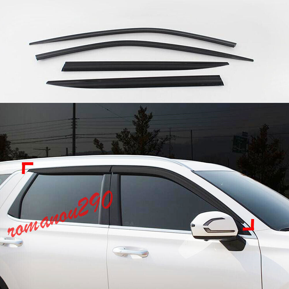 for Hyundai Palisade 2020-2024 Black Window Visor Vent Sun Shade Rain Guard trim