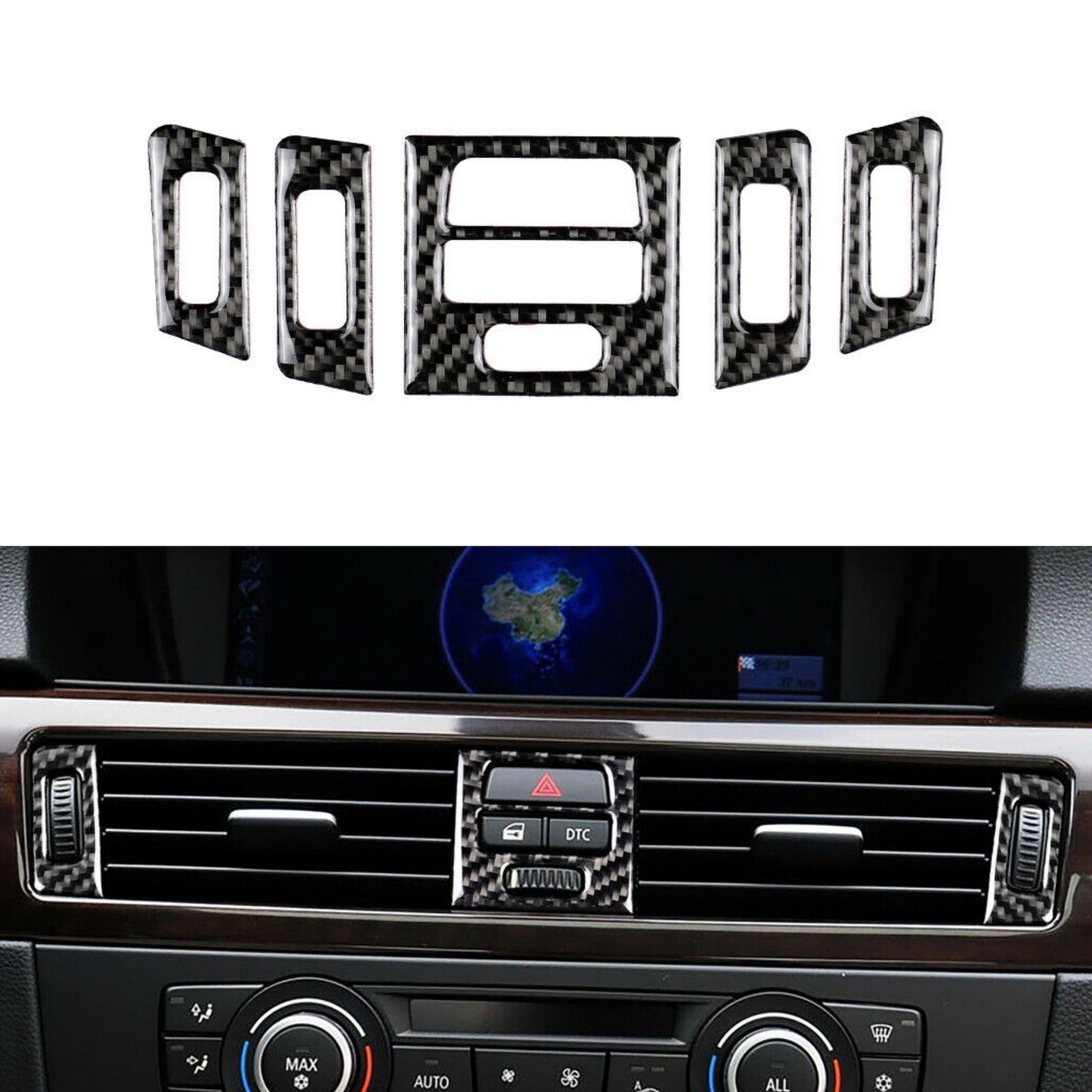 Carbon Fiber Air Vent Outlet Trim Cover Fit for BMW 3 Series E90 2005-12