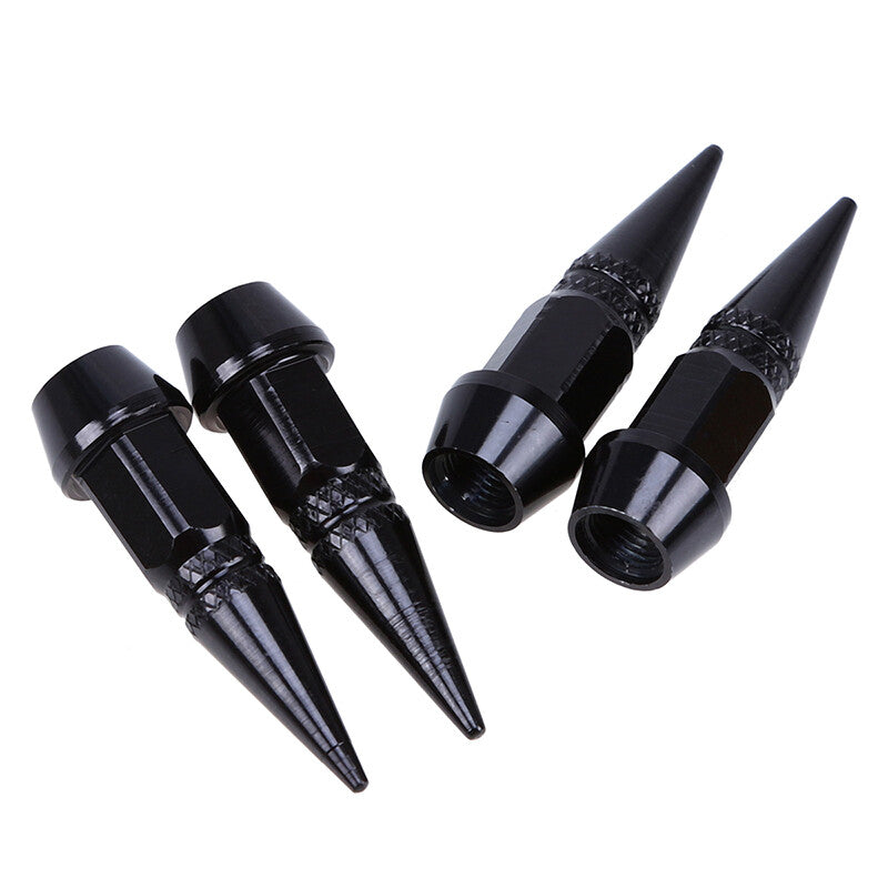 4Pcs BLACK Aluminum Metal Spike Wheel/Tire Valve Stem Car-Truck Air Caps Covers