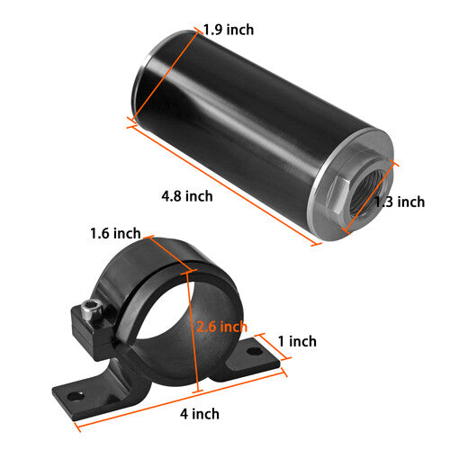Inline 100-micron fuel filter holder 6AN 8AN 10AN adapter universal 50mm