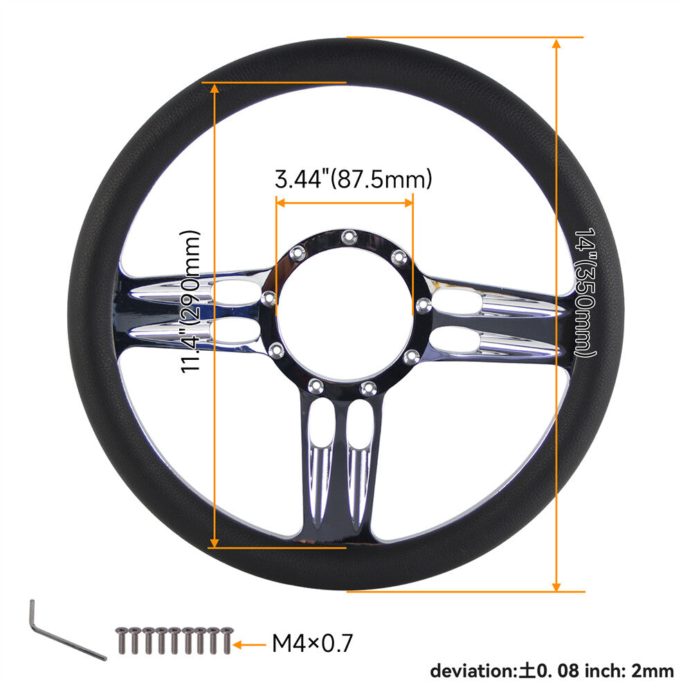 14 9 Hole Chrome Aluminum Half Wrap PVC Steering Wheel for Chevy for GMC IDIDIT