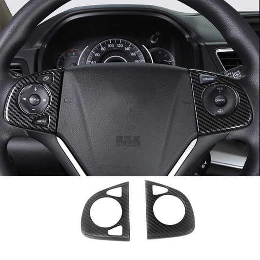 Carbon Fiber ABS Steering Wheel Button Cover Trims for Honda CRV CR-V 2012-2016