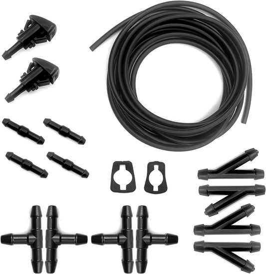 17pcs Windshield Washer Spray Nozzles Hose 5M  Connector Kit for Dodge for Jeep for RAM