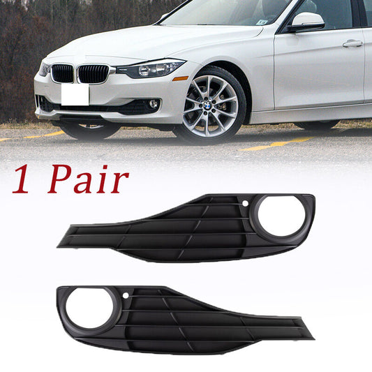 Pair for BMW 320i 328d 2012-15 Front Textured Black Fog Light Bezel