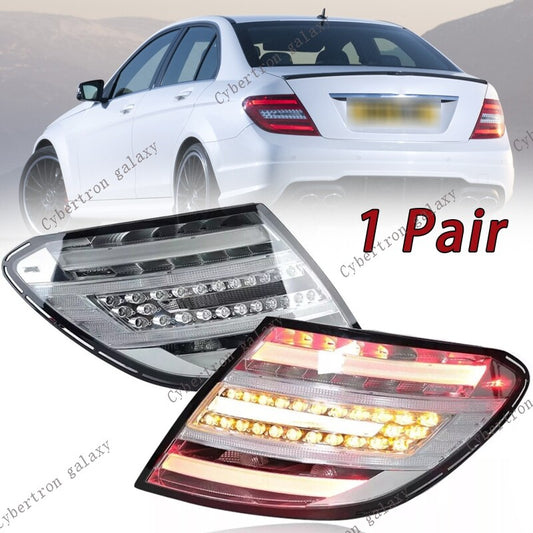 Two-pack of clear LED taillights suitable for 2011-2014 for Mercedes-Benz C-Class W204 rear lights.