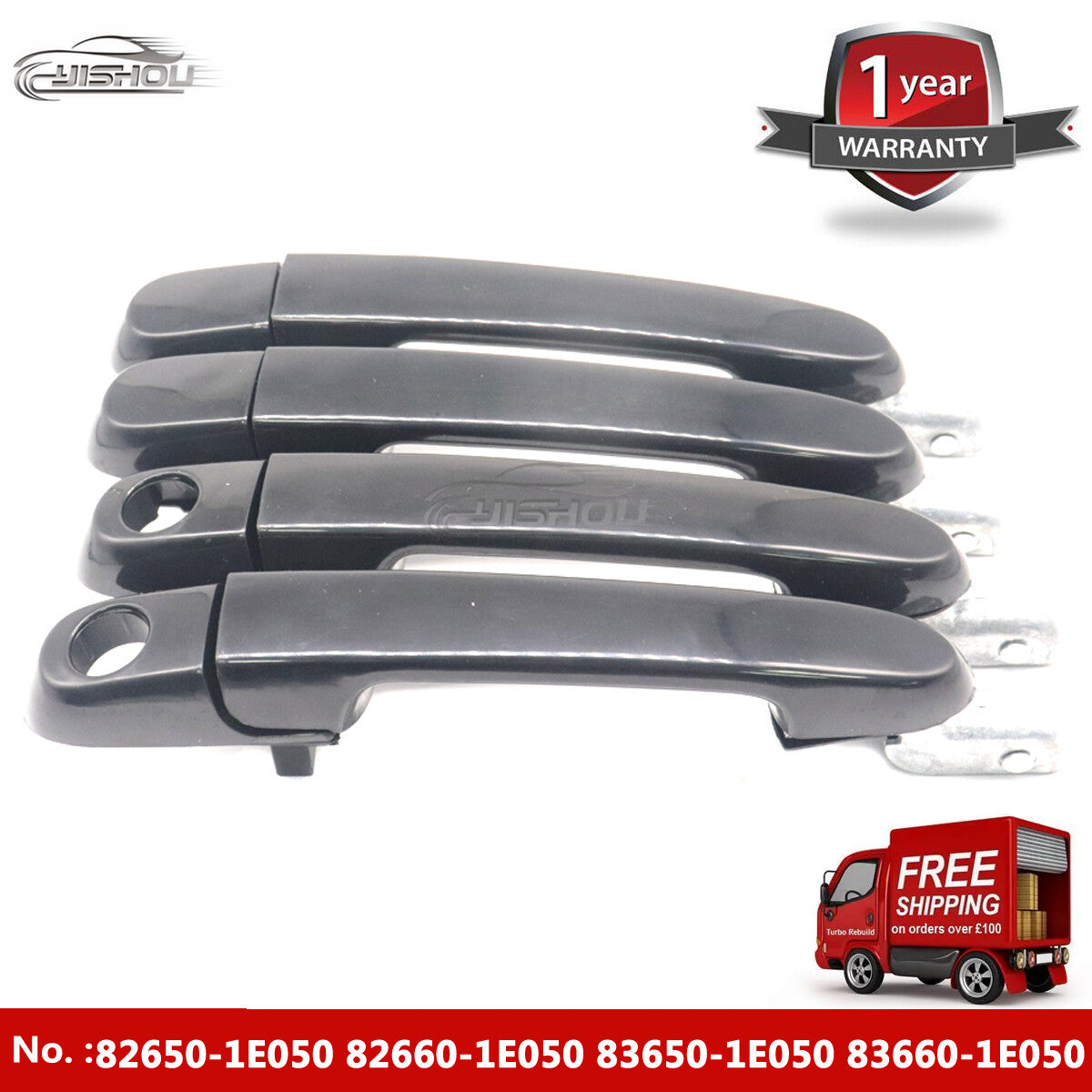 4-piece front and rear exterior door handles for 06-11 modern accent base coat black DS546