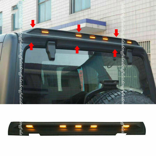 W/LED Black Rear Roof Spoiler Tail Wing Splitter for Jeep for Wrangler JL 2018-2021
